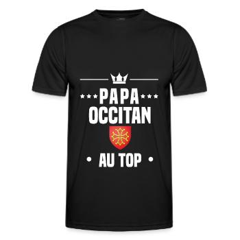 papa occitan homme drapeau au top papa occitanie - T-shirt sport Homme - noir - Devant - AI Model Male 178 dark (178cm)