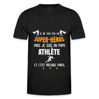 papa athlète super héros père athlètisme - T-shirt sport Homme - noir - Devant - AI Model Male 178 dark (178cm)