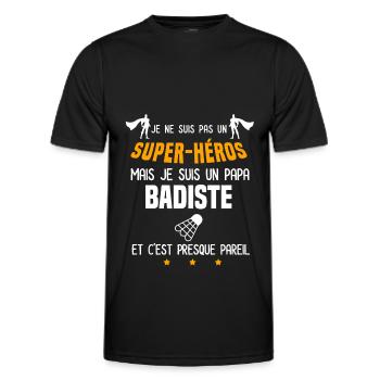 papa badiste super héros père badminton - T-shirt sport Homme - noir - Devant - AI Model Male 178 dark (178cm)