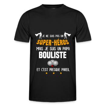papa bouliste super héros père pétanque - T-shirt sport Homme - noir - Devant - AI Model Male 178 dark (178cm)
