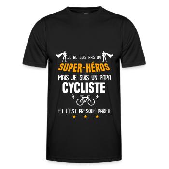 papa cycliste super héros père vélo - T-shirt sport Homme - noir - Devant - AI Model Male 178 dark (178cm)