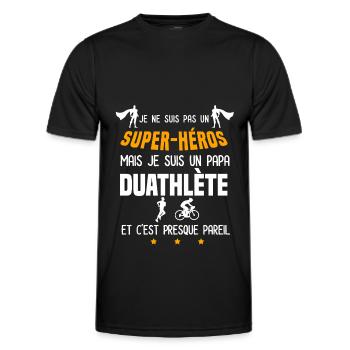 papa duathlète super héros père duathlon - T-shirt sport Homme - noir - Devant - AI Model Male 178 dark (178cm)