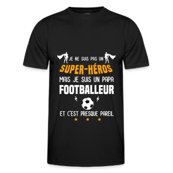 papa footballeur super héros père football - T-shirt sport Homme - noir - Devant - AI Model Male 178 dark (178cm)