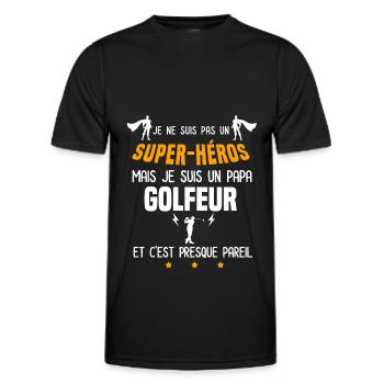 papa golfeur super héros père golf - T-shirt sport Homme - noir - Devant - AI Model Male 178 dark (178cm)