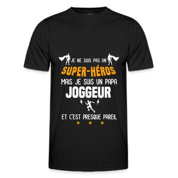 papa joggeur super héros père running - T-shirt sport Homme - noir - Devant - AI Model Male 178 dark (178cm)