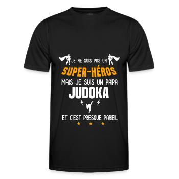 papa judoka super héros père judo - T-shirt sport Homme - noir - Devant - AI Model Male 178 dark (178cm)