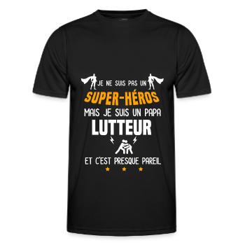 papa lutteur super héros père lutte - T-shirt sport Homme - noir - Devant - AI Model Male 178 dark (178cm)