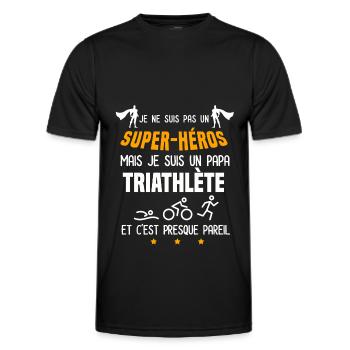 papa triathlète super héros père triathlon - T-shirt sport Homme - noir - Devant - AI Model Male 178 dark (178cm)