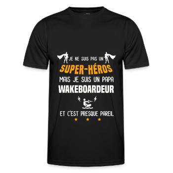 papa wakeboardeur super héros père wakeboard - T-shirt sport Homme - noir - Devant - AI Model Male 178 dark (178cm)