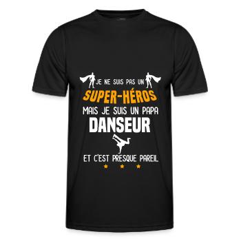 papa danseur super héros papa danse - T-shirt sport Homme - noir - Devant - AI Model Male 178 dark (178cm)