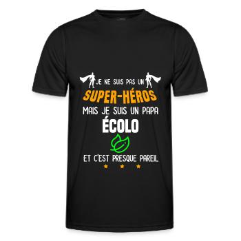 papa écolo super héros papa écologie - T-shirt sport Homme - noir - Devant - AI Model Male 178 dark (178cm)