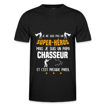 papa chasseur super héros papa musique - T-shirt sport Homme - noir - Devant - AI Model Male 178 dark (178cm)