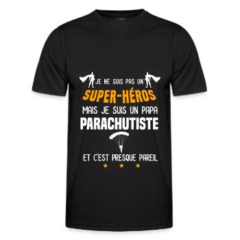 papa parachutiste super héros papa musique - T-shirt sport Homme - noir - Devant - AI Model Male 178 dark (178cm)