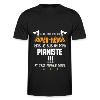 papa pianiste super héros papa photo - T-shirt sport Homme - noir - Devant - AI Model Male 178 dark (178cm)