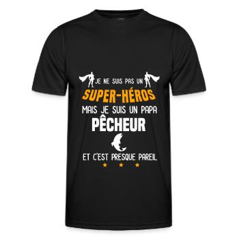 papa pêcheur super héros papa pêche - T-shirt sport Homme - noir - Devant - AI Model Male 178 dark (178cm)