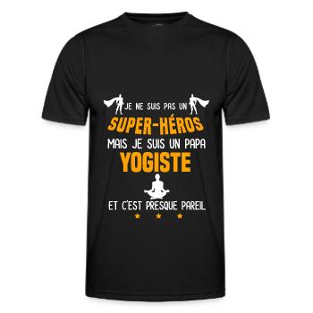 papa yogiste super héros papa voyage - T-shirt sport Homme - noir - Devant - AI Model Male 178 dark (178cm)