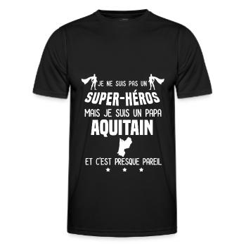 papa aquitain région super héros papa aquitaine - T-shirt sport Homme - noir - Devant - AI Model Male 178 dark (178cm)