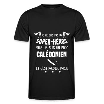 papa Caledonien homme super héros papa calédonie - T-shirt sport Homme - noir - Devant - AI Model Male 178 dark (178cm)