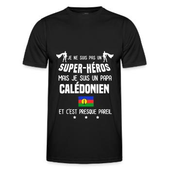 papa Caledonien super héros papa calédonie - T-shirt sport Homme - noir - Devant - AI Model Male 178 dark (178cm)