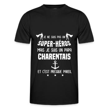papa charentais ancre super héros papa charente - T-shirt sport Homme - noir - Devant - AI Model Male 178 dark (178cm)