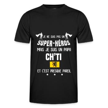 papa ch'ti drapeau super héros papa nord - T-shirt sport Homme - noir - Devant - AI Model Male 178 dark (178cm)