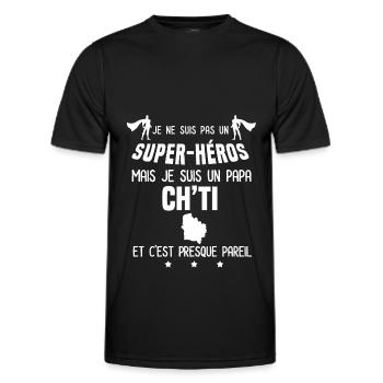 papa ch'ti super héros papa nord - T-shirt sport Homme - noir - Devant - AI Model Male 178 dark (178cm)