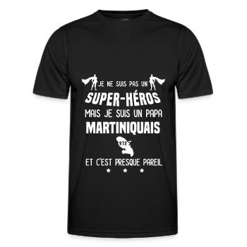 papa martiniquais 972 super héros papa martinique - T-shirt sport Homme - noir - Devant - AI Model Male 178 dark (178cm)