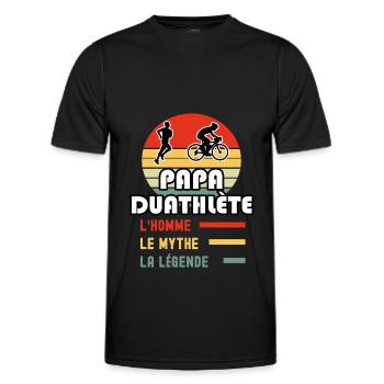 papa duathlète homme mythe légende duathlon - T-shirt sport Homme - noir - Devant - AI Model Male 178 dark (178cm)