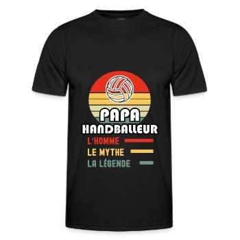 papa handballeur homme mythe légende handball - T-shirt sport Homme - noir - Devant - AI Model Male 178 dark (178cm)