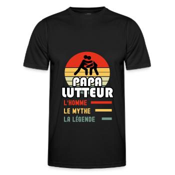 papa lutteur homme mythe légende vintage lutte - T-shirt sport Homme - noir - Devant - AI Model Male 178 dark (178cm)