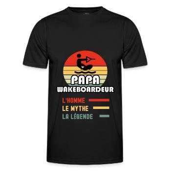 papa wakeboardeur homme mythe légende wakeboard - T-shirt sport Homme - noir - Devant - AI Model Male 178 dark (178cm)