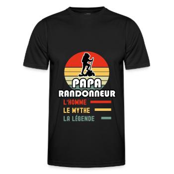 papa randonneur homme mythe légende randonnée - T-shirt sport Homme - noir - Devant - AI Model Male 178 dark (178cm)