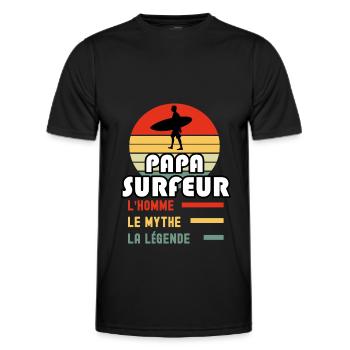 papa surfeur homme mythe légende vintage surf - T-shirt sport Homme - noir - Devant - AI Model Male 178 dark (178cm)