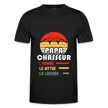 papa chasseur chevreuil homme mythe légende chasse - T-shirt sport Homme - noir - Devant - AI Model Male 178 dark (178cm)
