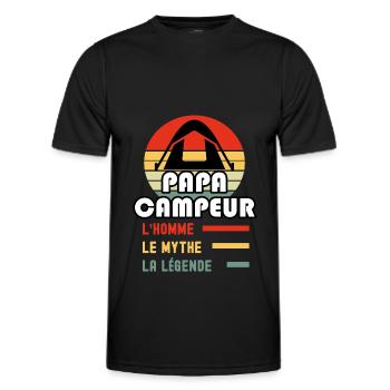 papa campeur homme mythe légende papa camping - T-shirt sport Homme - noir - Devant - AI Model Male 178 dark (178cm)
