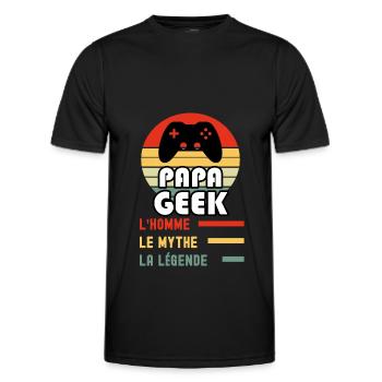 papa geek homme mythe légende papa geek - T-shirt sport Homme - noir - Devant - AI Model Male 178 dark (178cm)