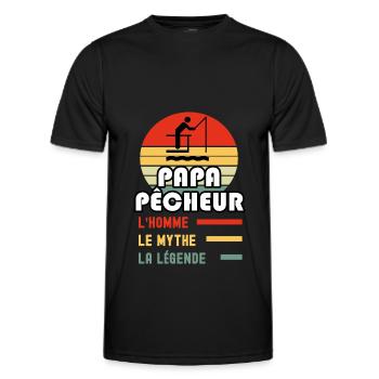 papa pêcheur canne homme mythe légende papa pêche - T-shirt sport Homme - noir - Devant - AI Model Male 178 dark (178cm)