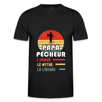 papa pêcheur pêche homme mythe légende papa pêche - T-shirt sport Homme - noir - Devant - AI Model Male 178 dark (178cm)
