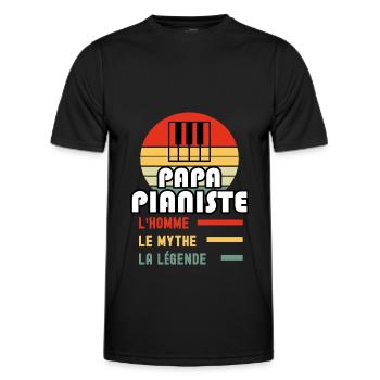 papa pianiste homme mythe légende papa piano - T-shirt sport Homme - noir - Devant - AI Model Male 178 dark (178cm)