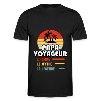 papa voyageur homme mythe légende papa voyage - T-shirt sport Homme - noir - Devant - AI Model Male 178 dark (178cm)