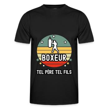 tel père tel fils cadeau papa boxeur boxe - T-shirt sport Homme - noir - Devant - AI Model Male 178 dark (178cm)