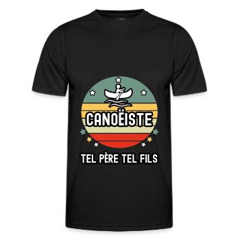 tel père tel fils cadeau papa canoëiste canoë - T-shirt sport Homme - noir - Devant - AI Model Male 178 dark (178cm)