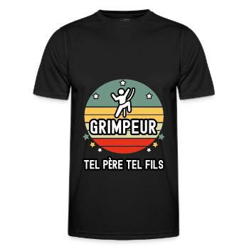 tel père tel fils cadeau papa grimpeur escalade - T-shirt sport Homme - noir - Devant - AI Model Male 178 dark (178cm)