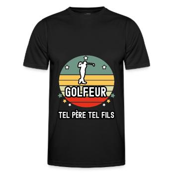 tel père tel fils cadeau papa golfeur golf - T-shirt sport Homme - noir - Devant - AI Model Male 178 dark (178cm)