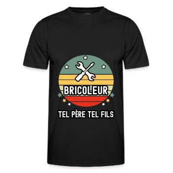 tel père tel fils papa bricoleur bricolage cadeau - T-shirt sport Homme - noir - Devant - AI Model Male 178 dark (178cm)
