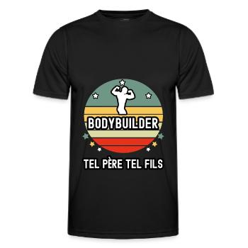 tel père tel fils papa bodybuilder bodybuilding - T-shirt sport Homme - noir - Devant - AI Model Male 178 dark (178cm)