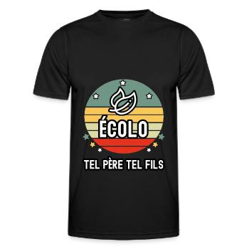 tel père tel fils papa écolo écologie cadeau - T-shirt sport Homme - noir - Devant - AI Model Male 178 dark (178cm)