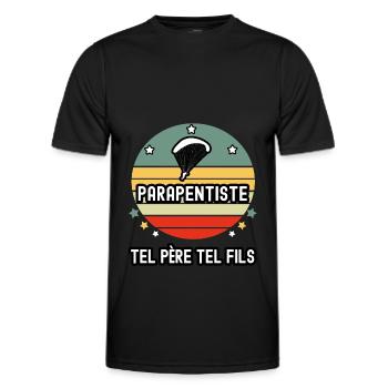 tel père tel fils papa parapentiste parapente - T-shirt sport Homme - noir - Devant - AI Model Male 178 dark (178cm)