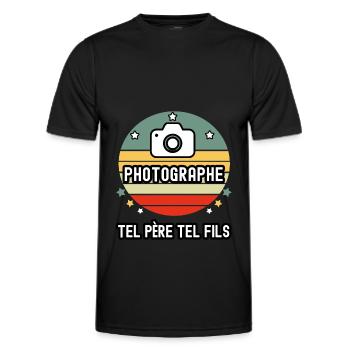tel père tel fils papa photographe photo cadeau - T-shirt sport Homme - noir - Devant - AI Model Male 178 dark (178cm)
