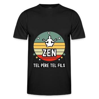 tel père tel fils papa zen cadeau papa zen - T-shirt sport Homme - noir - Devant - AI Model Male 178 dark (178cm)